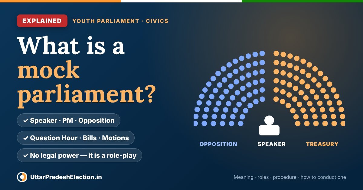 What is a mock parliament: a simulation of a real Parliament sitting with a Speaker, treasury benches and opposition